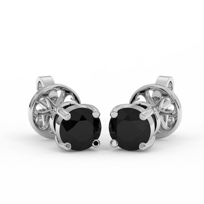 18K Gold Black Diamond Earrings