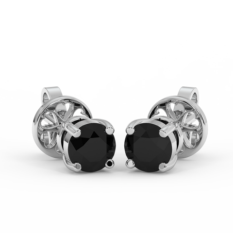 18K Gold Black Diamond Earrings