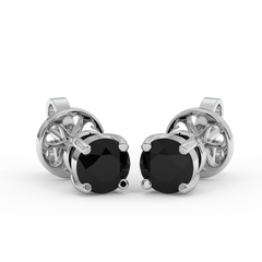 18K Gold Black Diamond Earrings