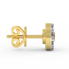 18K Gold Round Cluster Halo Diamond Stud Earrings