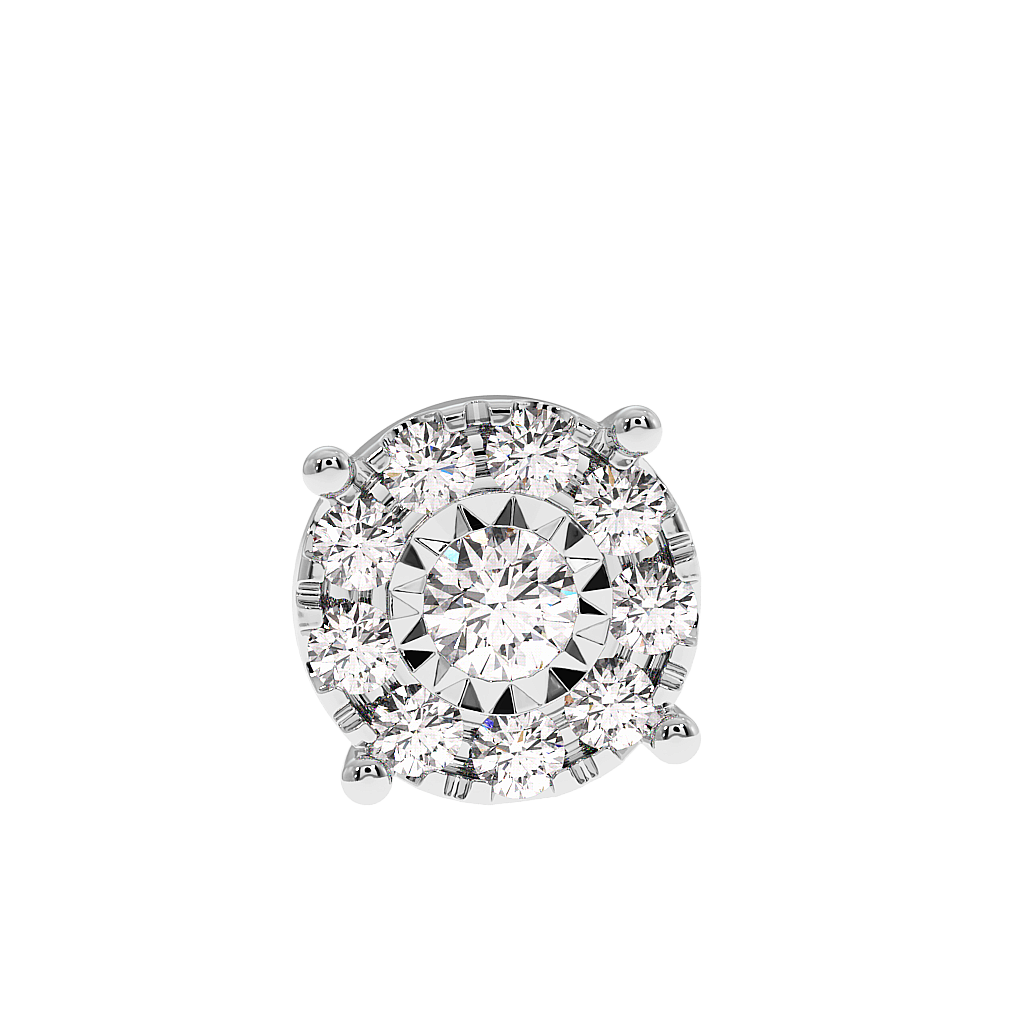 18K Gold Halo Diamond Stud Earrings
