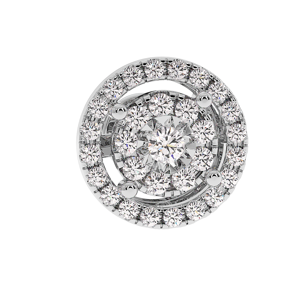 18K Gold Halo Cluster Diamond Stud Earrings