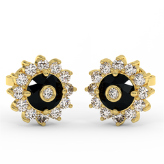 18K Gold Black & White Diamond Earrings