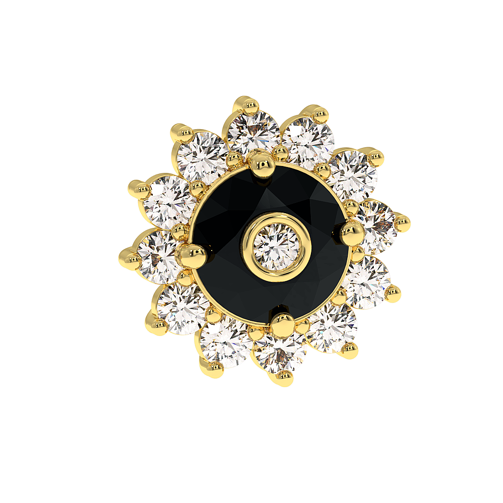 18K Gold Black & White Diamond Earrings