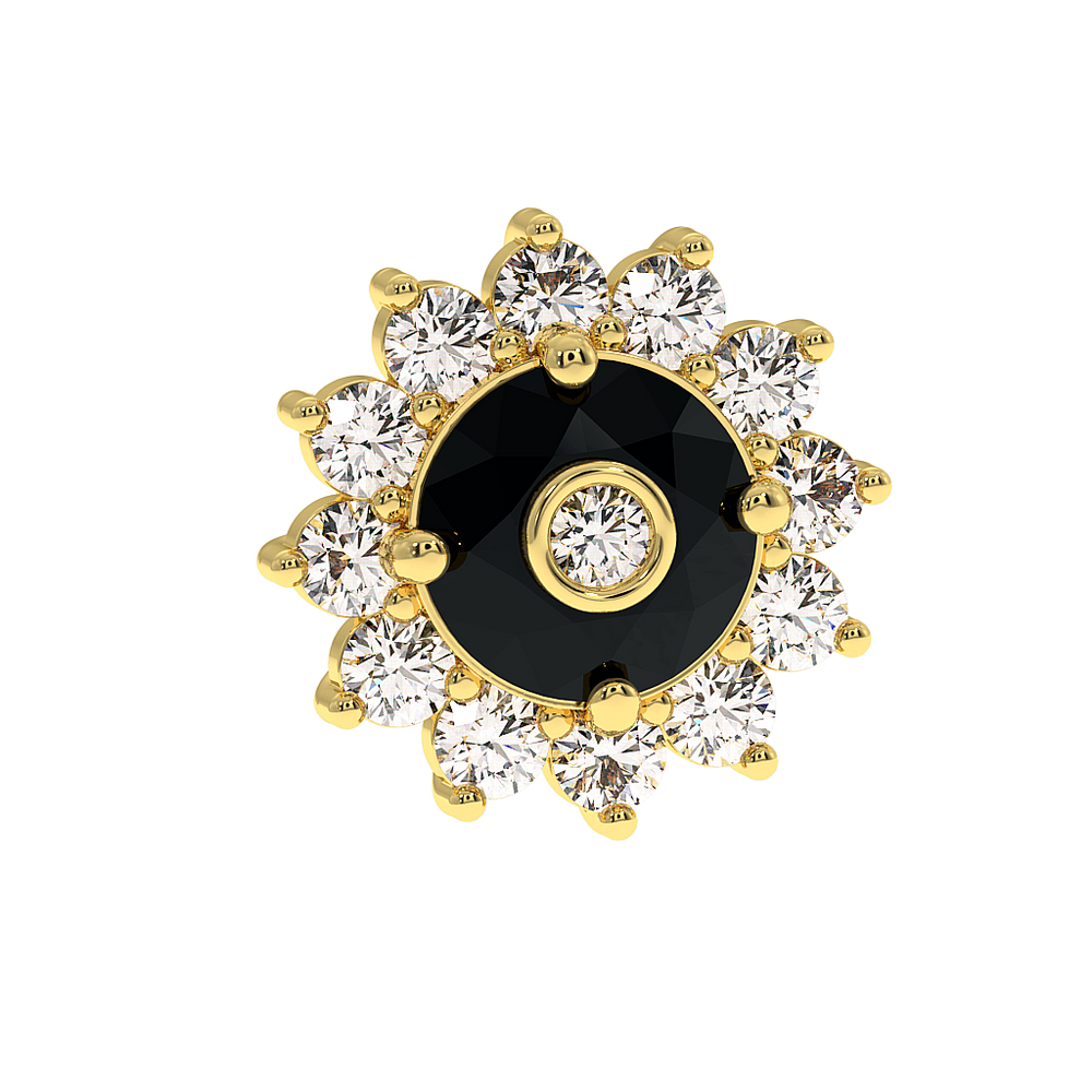 18K Gold Black & White Diamond Earrings