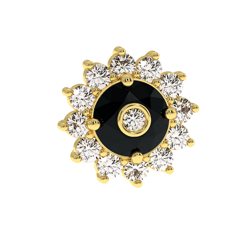 18K Gold Black & White Diamond Earrings
