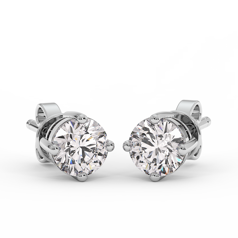 18K Gold Solitaire Diamond Stud Earrings