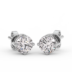 18K Gold Solitaire Diamond Stud Earrings