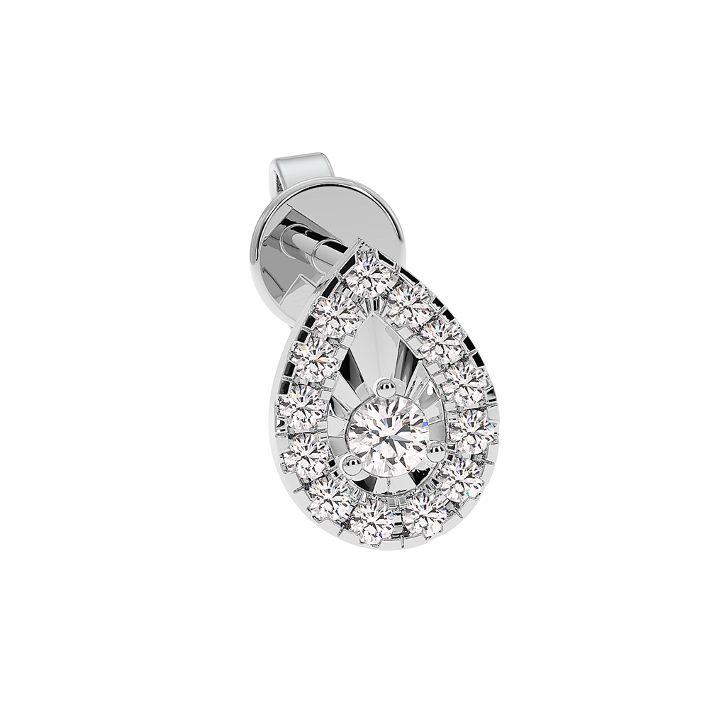 18K Gold Pear Shape Diamond Stud Earrings