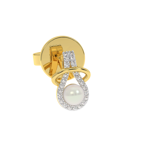 18K Gold Diamond Pearl Earrings