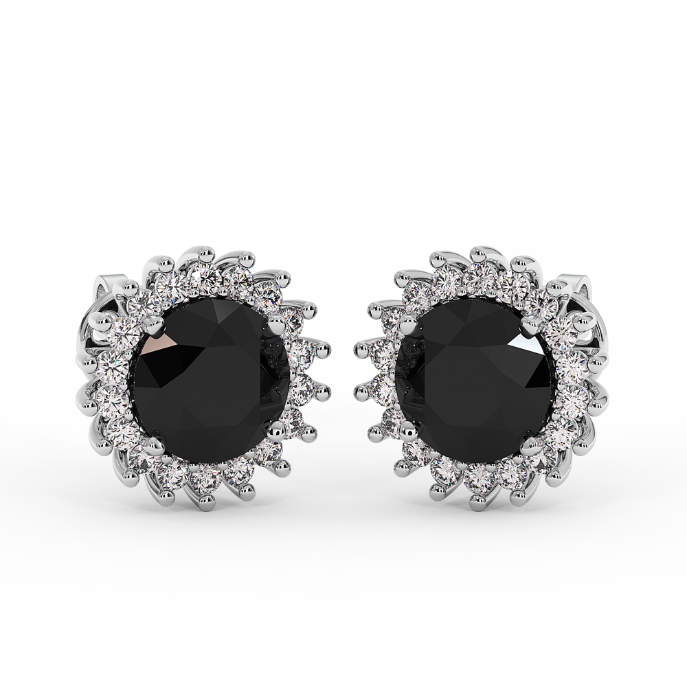 18K Gold Black & White Diamond Earrings