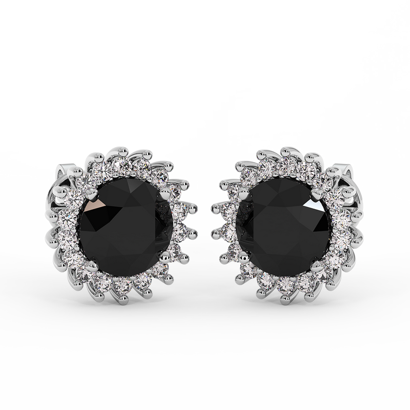 18K Gold Black & White Diamond Earrings