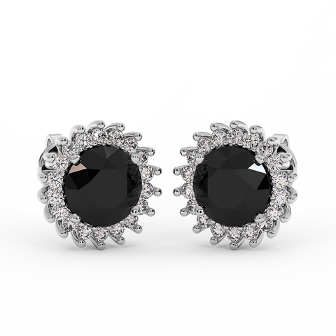 18K Gold Black & White Diamond Earrings