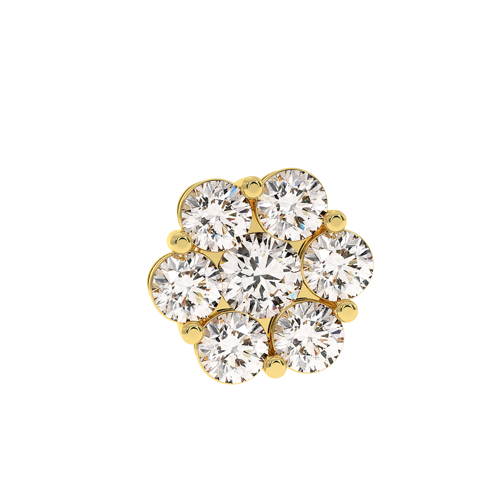 18K Gold Floral Cluster Diamond Stud Earrings