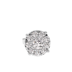 18K Gold Round Cluster Diamond Stud Earrings