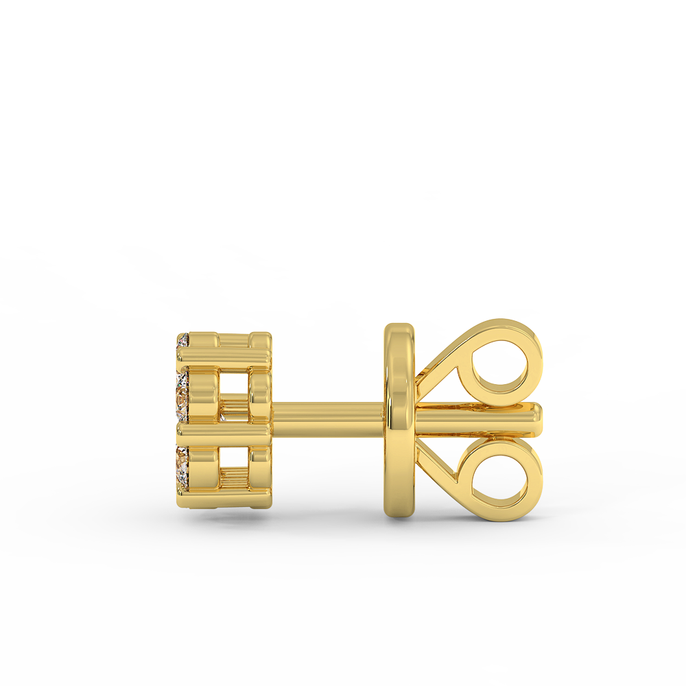 18K Gold Floral Cluster Diamond Stud Earrings