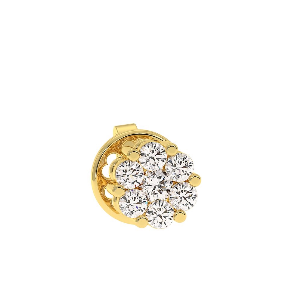 18K Gold Floral Cluster Diamond Stud Earrings