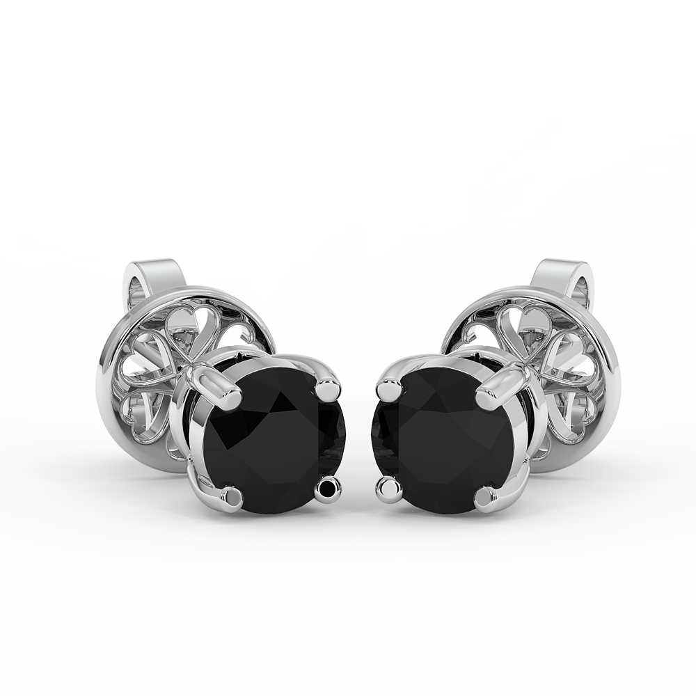 18K Gold Black Diamond Earrings