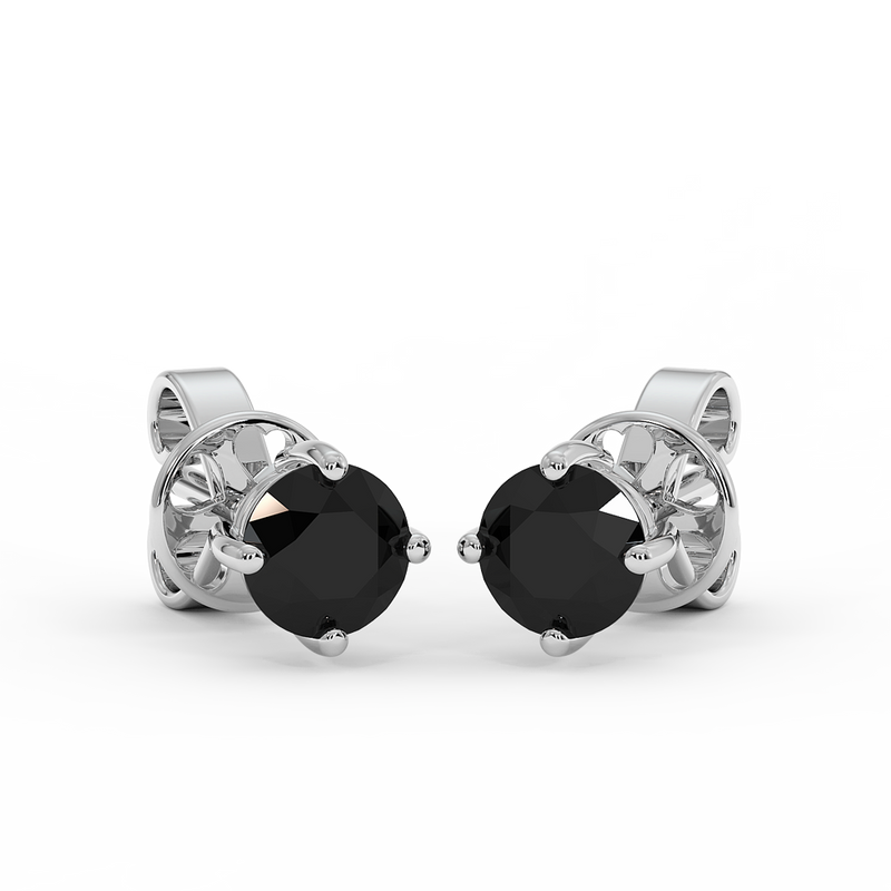 18K Gold Black Diamond Earrings