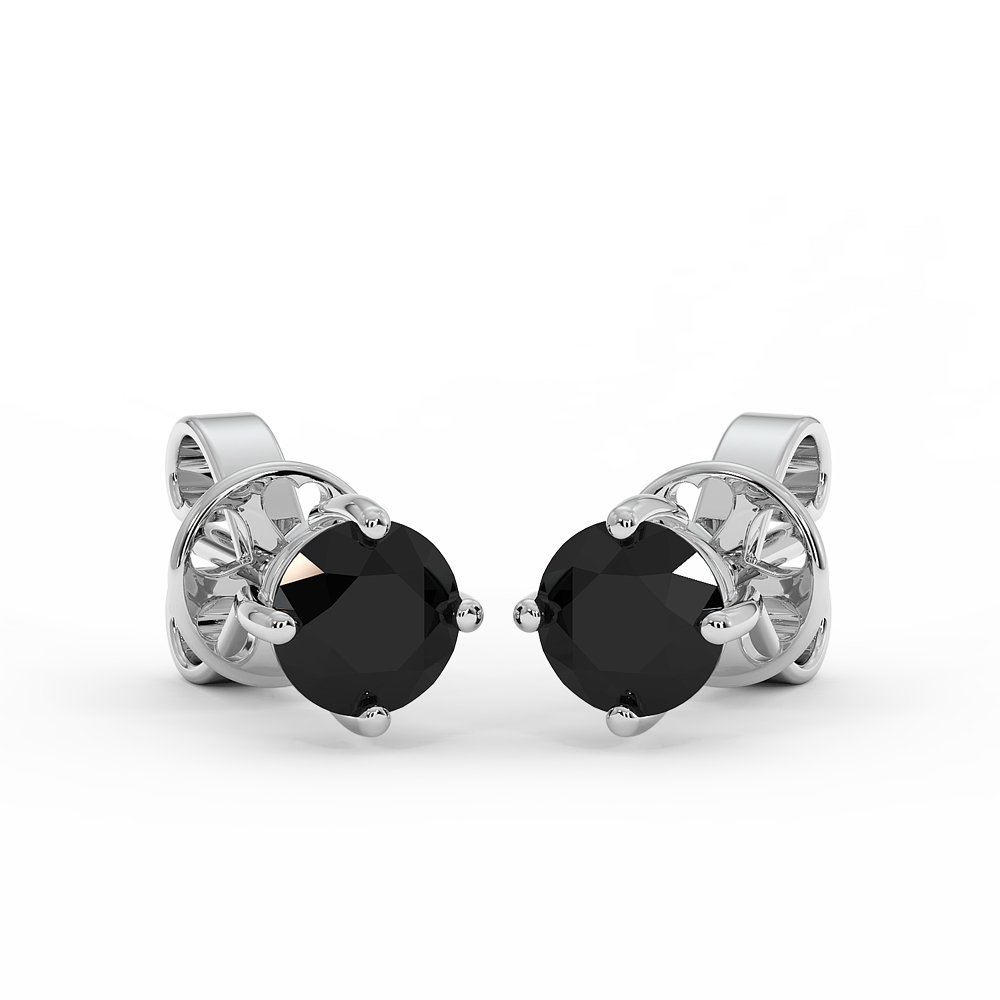 18K Gold Black Diamond Earrings