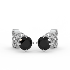 18K Gold Black Diamond Earrings