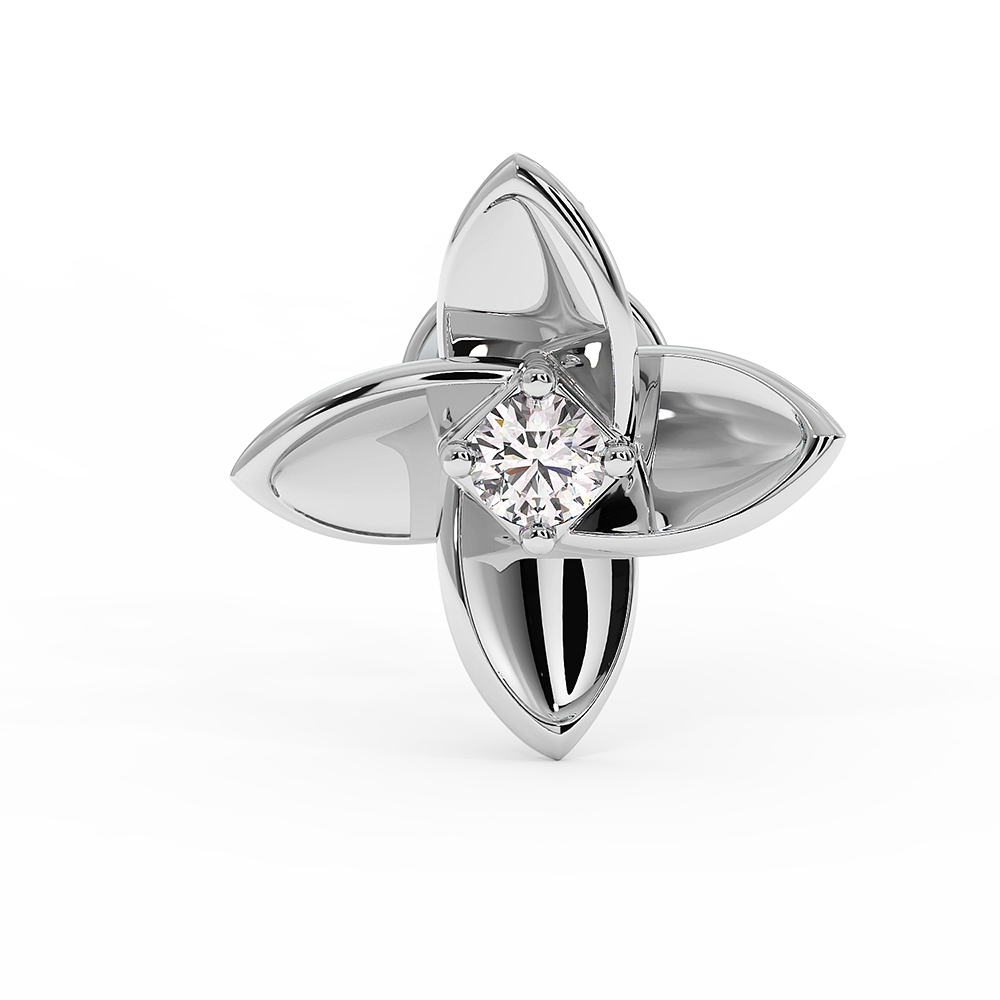 18K Gold Floral Diamond Stud Earrings