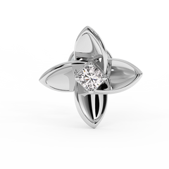 18K Gold Floral Diamond Stud Earrings