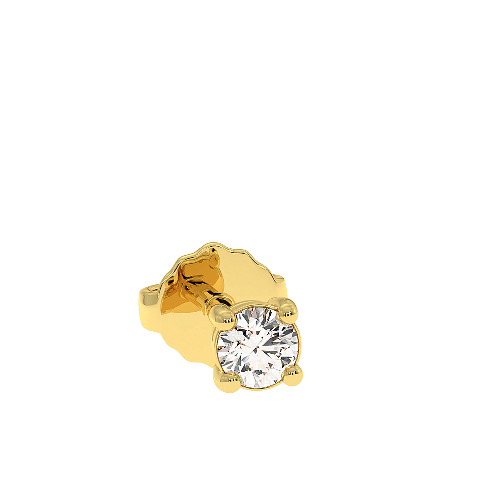 18K Gold Solitaire Diamond Stud Earrings