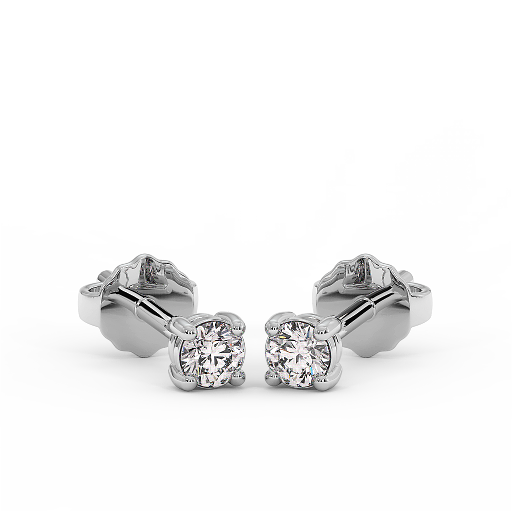 18K Gold Solitaire Diamond Stud Earrings