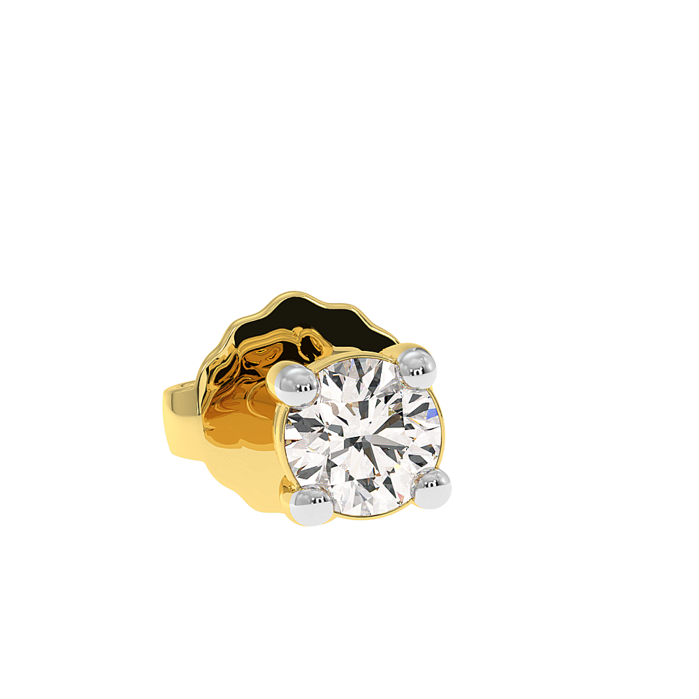 18K Gold Solitaire Diamond Stud Earrings