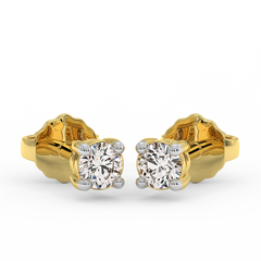 18K Gold Solitaire Diamond Stud Earrings