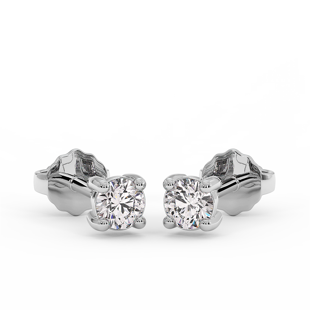 18K Gold Solitaire Diamond Stud Earrings