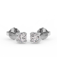 18K Gold Solitaire Diamond Stud Earrings