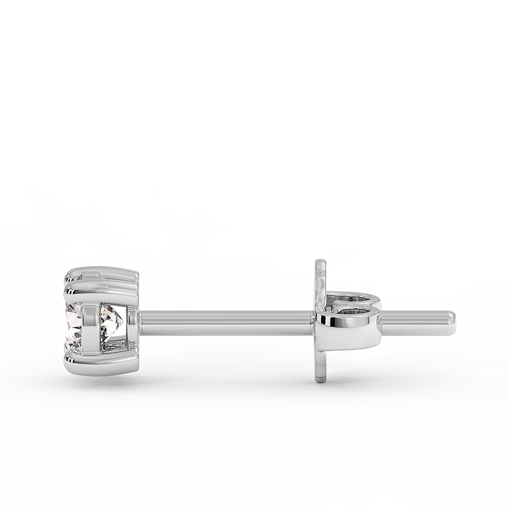 18K Gold Solitaire Diamond Stud Earrings