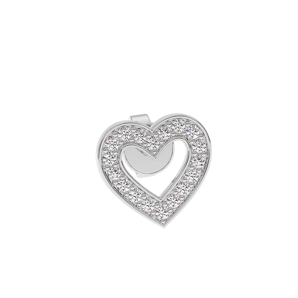 18K Gold Heart Diamond Stud Earrings