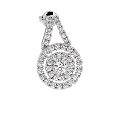18K Gold Double Halo Diamond Drop Earrings