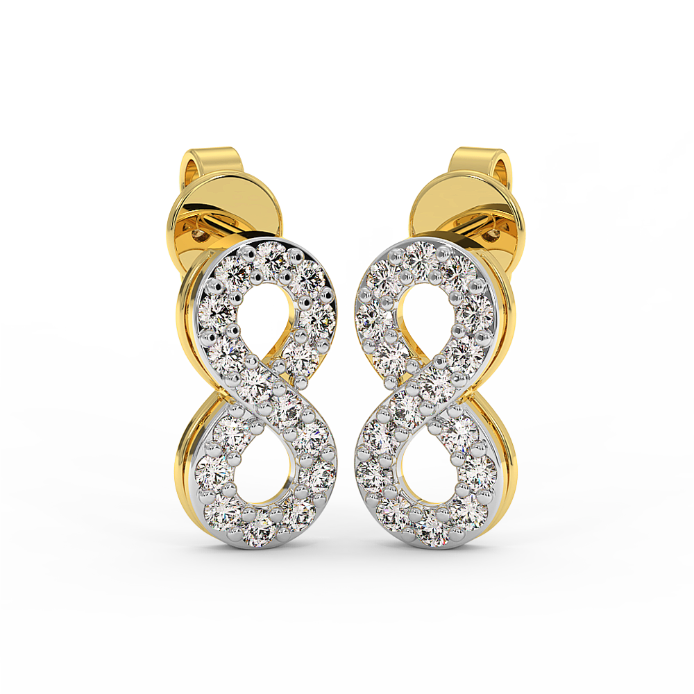 18K Gold Infinity Diamond Stud Earrings