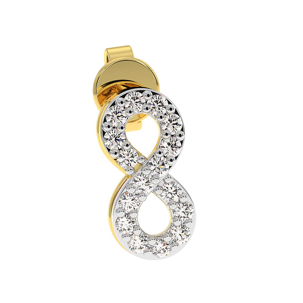 18K Gold Infinity Diamond Stud Earrings