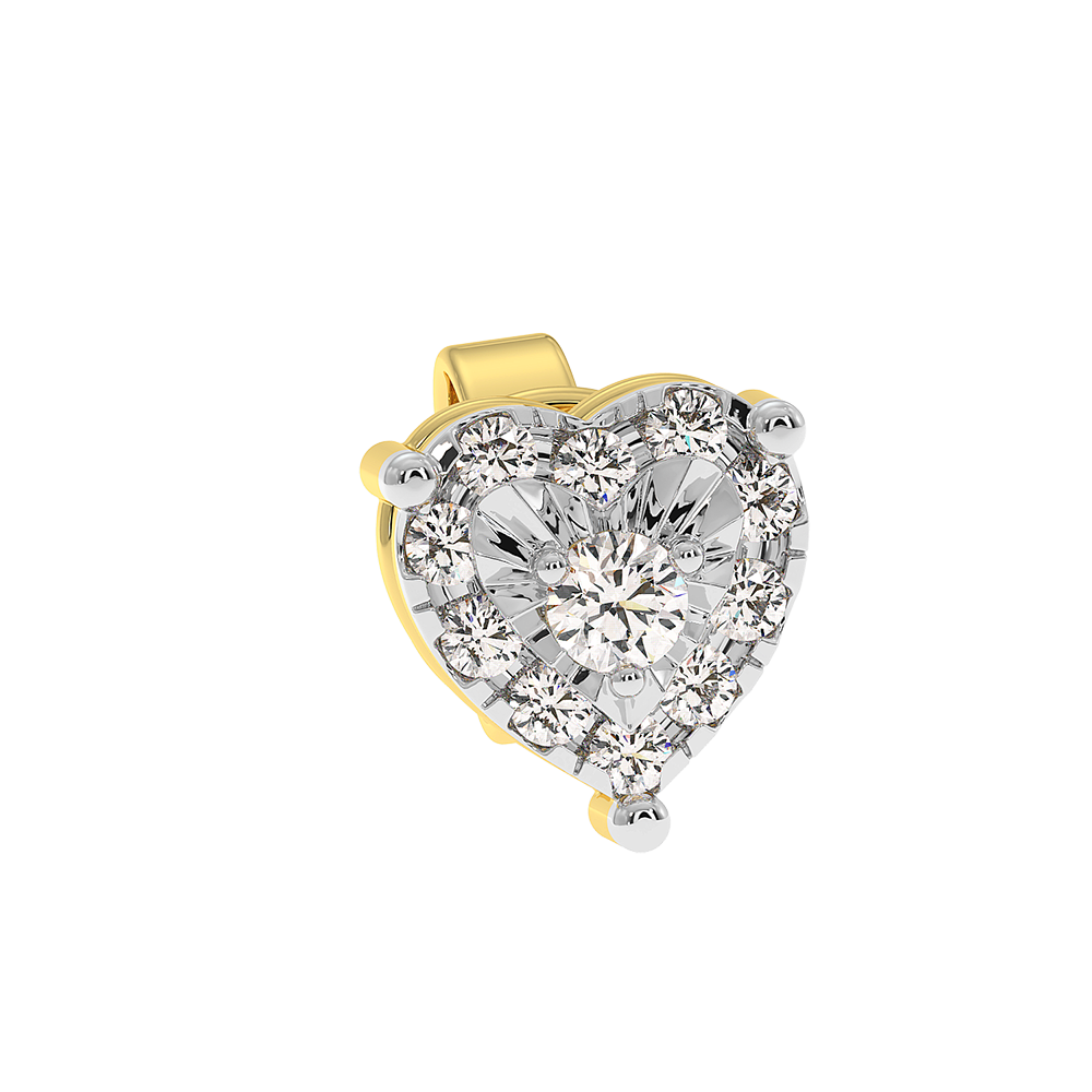 18K Gold Heart Cluster Diamond Stud Earrings