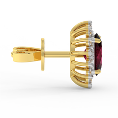 18K Gold Diamond Ruby Earrings