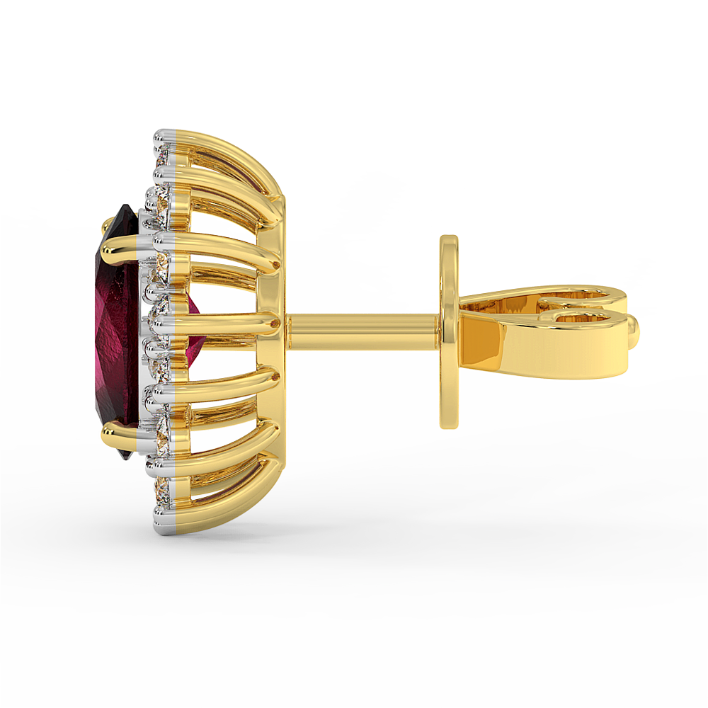 18K Gold Diamond Ruby Earrings