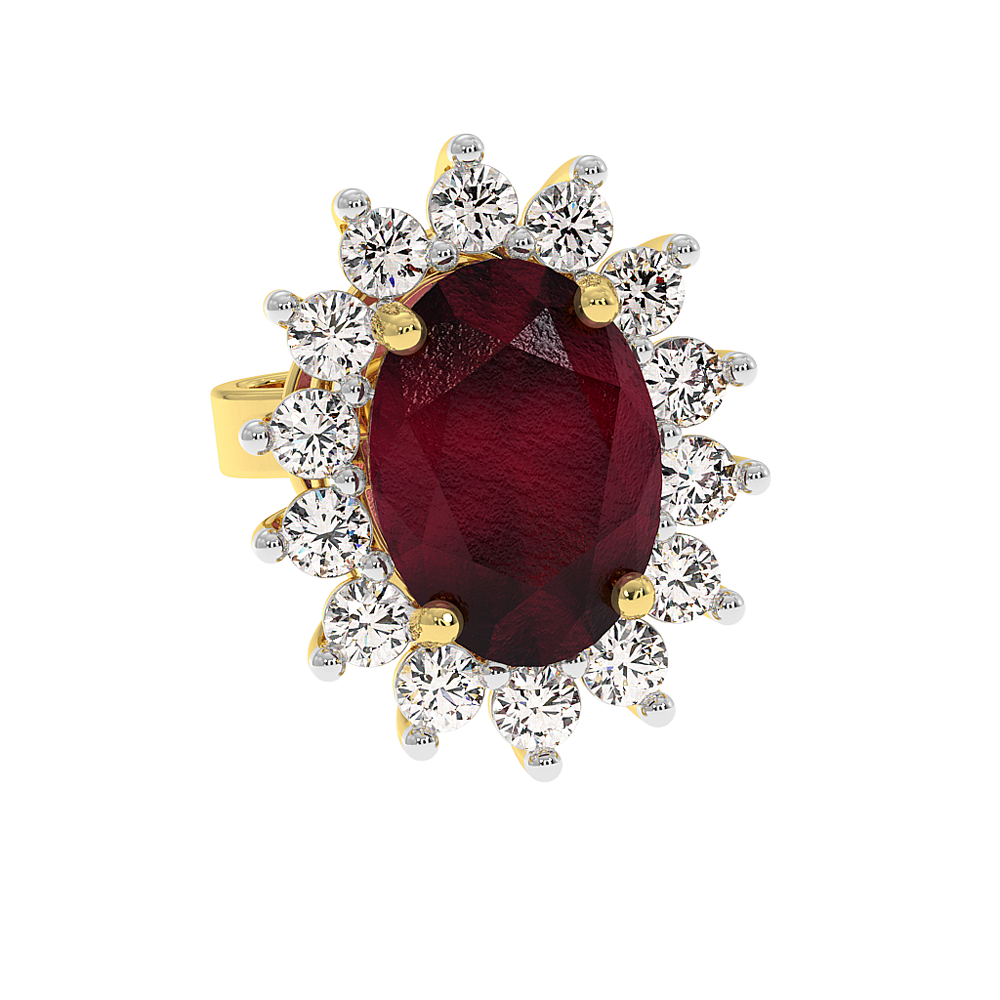 18K Gold Diamond Ruby Earrings