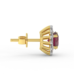 18K Gold Diamond Ruby Earrings