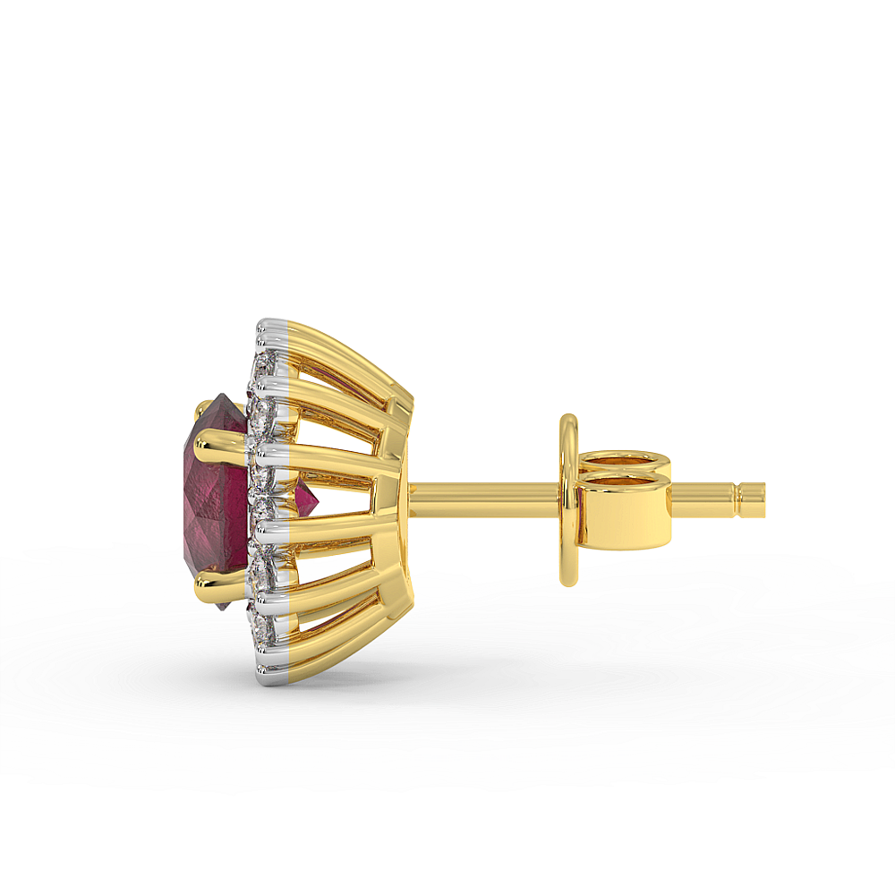 18K Gold Diamond Ruby Earrings