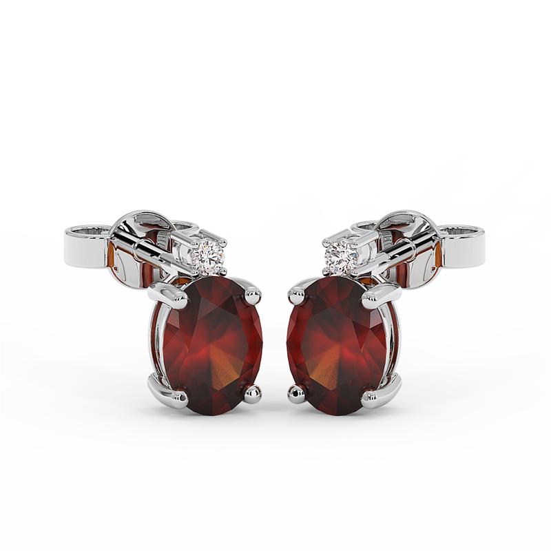 18K Gold Diamond Garnet Earrings