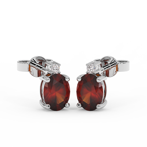 18K Gold Diamond Garnet Earrings