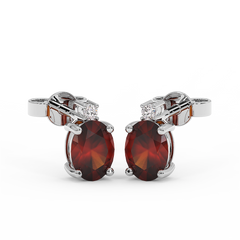 18K Gold Diamond Garnet Earrings