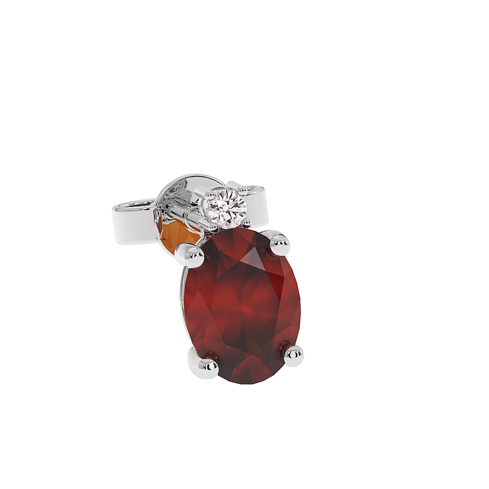 18K Gold Diamond Garnet Earrings