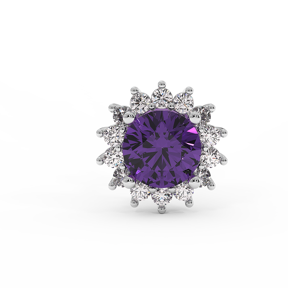 18K Gold Diamond Amethyst Earrings