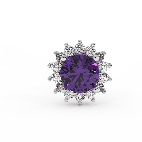 18K Gold Diamond Amethyst Earrings